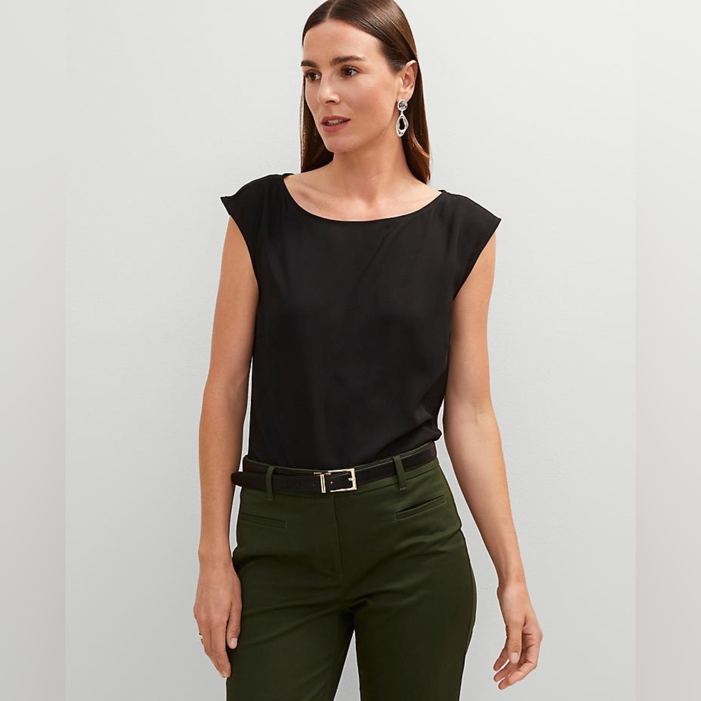 Ann Taylor Brown Bow Fitted Sleeveless Tank Top